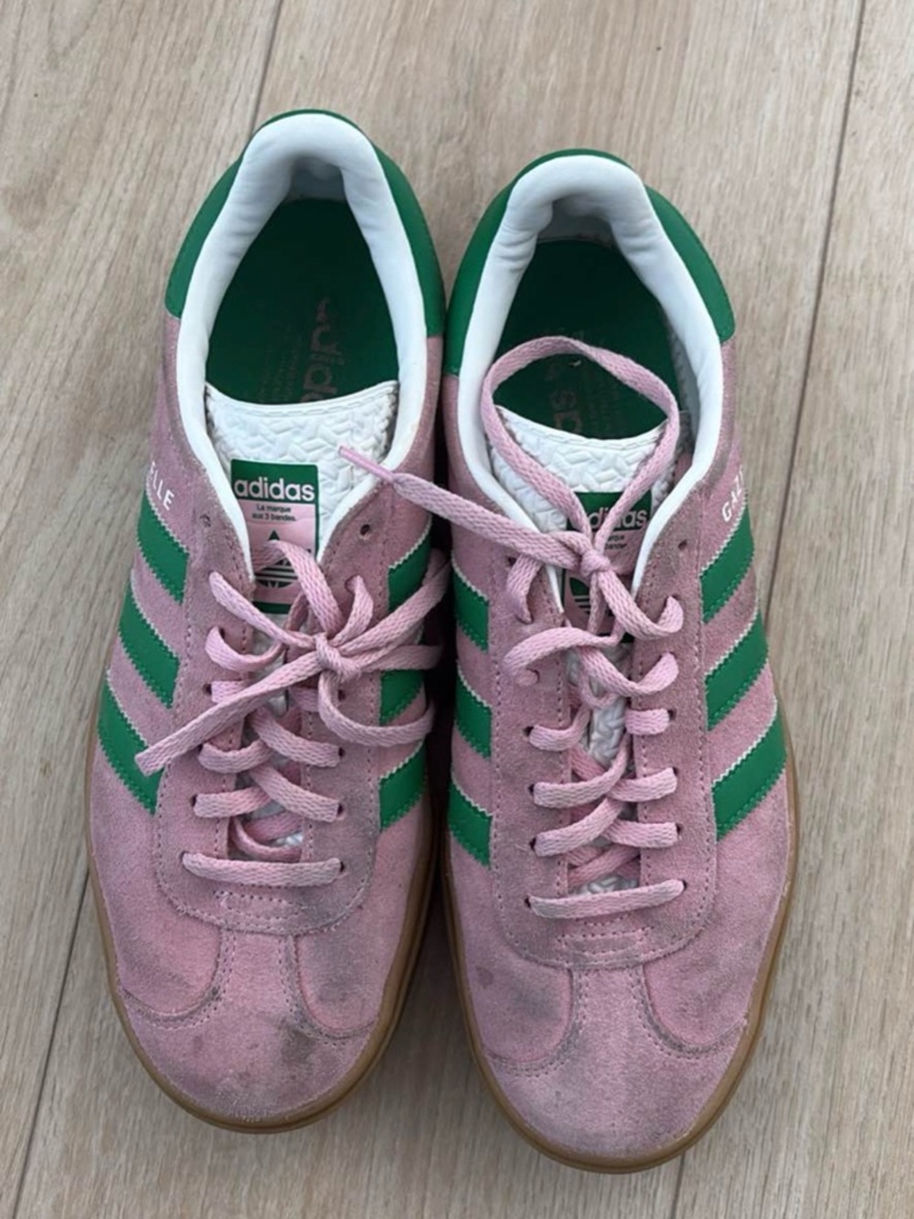 Adidas Gazelle Bold - Pink with Green Stripes